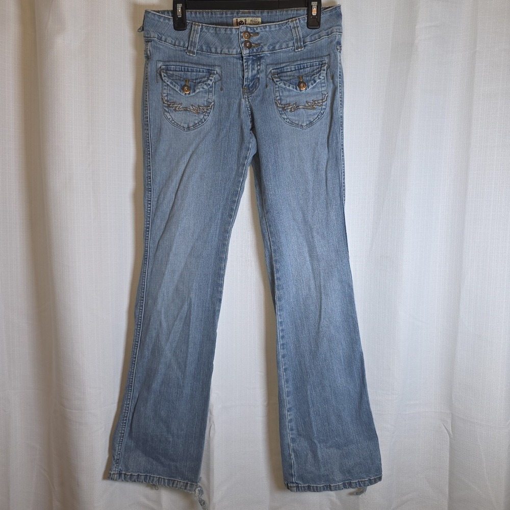 Vintage Y2K L.E.I. Women's Ashley Low Rise Bootcut Flare Light Wash Jeans Size 9